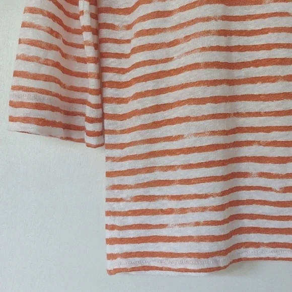 Majestic Filatures coral striped linen top M - Picture 3 of 7